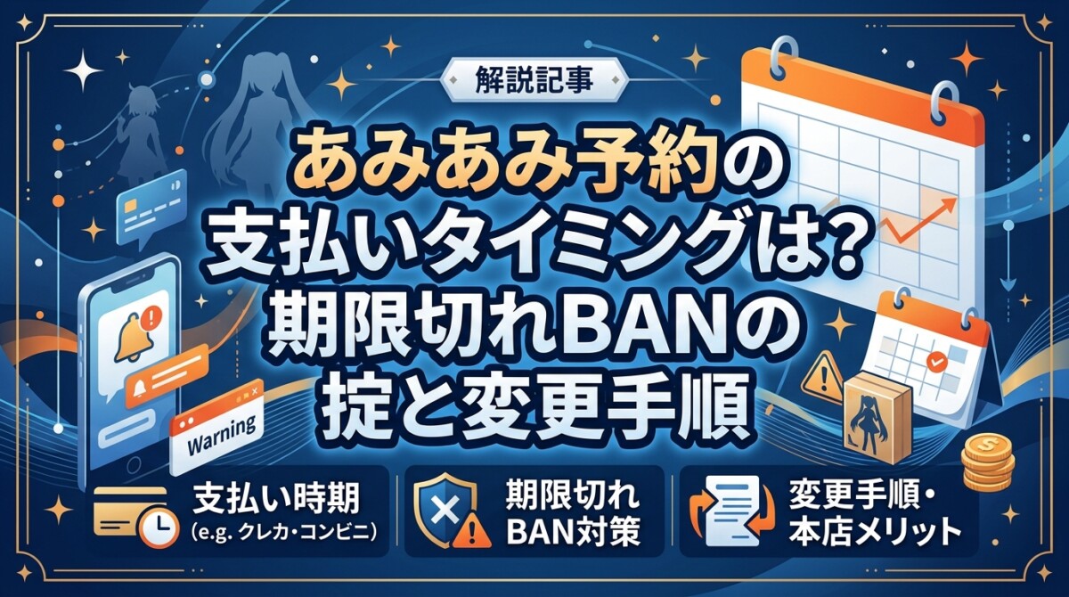 あみあみ予約の支払いタイミングは?期限切れBANの掟と変更手順