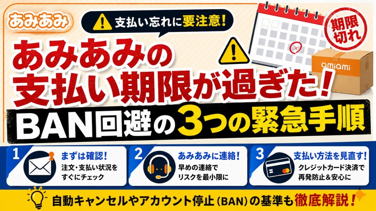 あみあみの支払い期限が過ぎた!BAN回避の3つの緊急手順